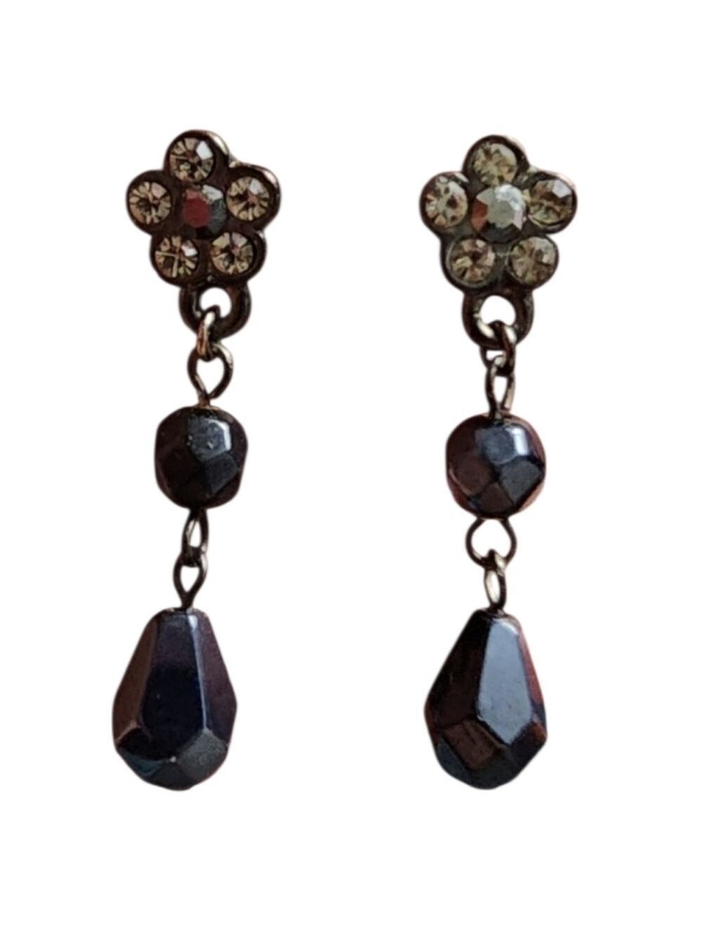 Black Gothic Floral Dangle Earrings